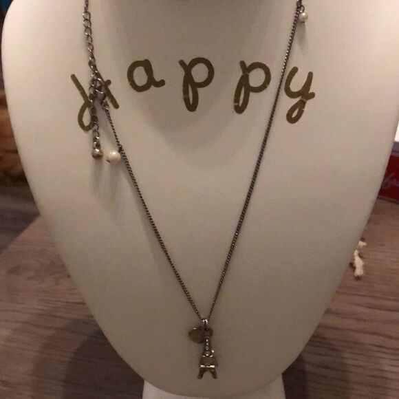 Anthropology necklace pearls with heart “I’m Yours” +Eiffel Tower + Ipsy… - Picture 4 of 10